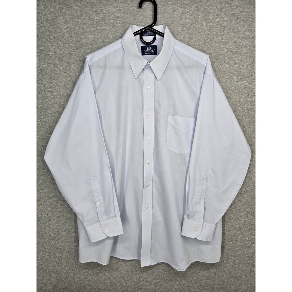 Stafford Wrinkle Free Mens Dress Shirt Light Blue Long Sleeve Button Down 26.5